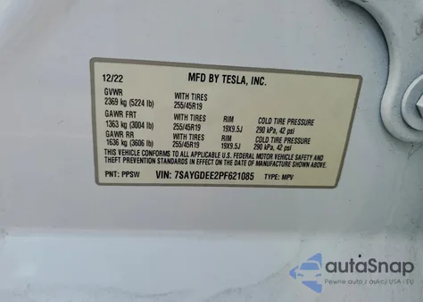 2023 Tesla Model Y from USA, damaged, VIN 7SAYGDEE2PF621085